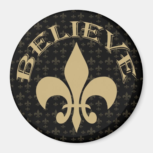 Black Guld Fleur de Lis Tro Magnet (Framsidan)