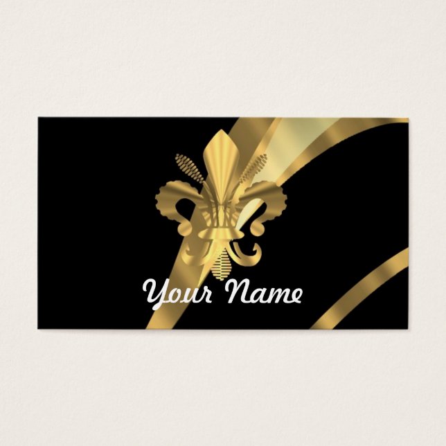 Black & guld fleur de lys visitkort (Framsidan)
