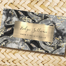 Black Guld Fluid Marble Affärskort Visitkort