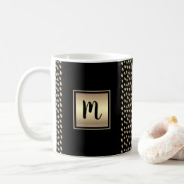 Black guld foil mönster monogram, modernt skript kaffemugg