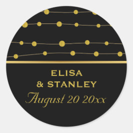 Black guld foil pärlor modern bröllop spara datum runt klistermärke