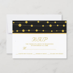 Black guld foil pärlor & rand moderna bröllop OSA Kort