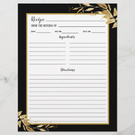 Black Guld Foliage Botanipe Recipe Binder Page