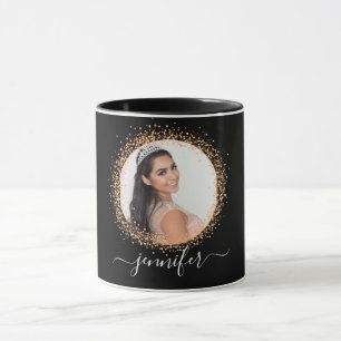 Black guld-fotoskript namn mugg