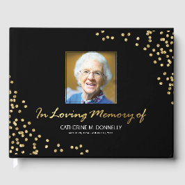 Black Guld Funeral Condolence | Fotominnesmärke Gästböcker