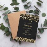 Black guld fyller år inbjudningar<br><div class="desc">En modern elegant och inbjudan. En svart bakgrund dekorerad med faux guld konetti. Anpassa och lägg till namn och detaljer.</div>