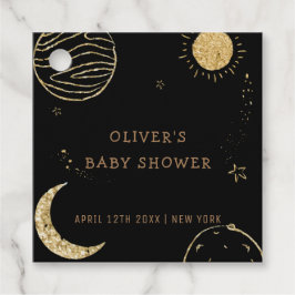 Black Guld Galaxy Måne Star Boy Shower Gåvor Etiketter