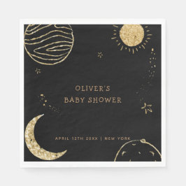 Black Guld Galaxy Måne Star Boy Shower Pappersservett