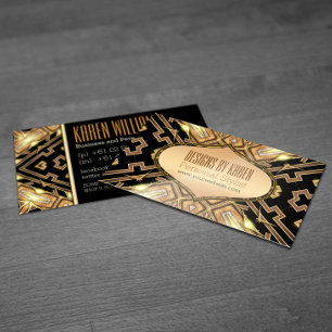 Black Guld Gatsby Goddes Stylist Affärskorts Visitkort