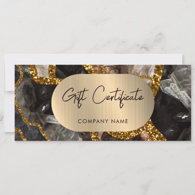 Black Guld Geode Business Gift Certificate Voucher (Baksida)