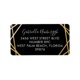 Black Guld Geometric Modern OSA Adress Adressetikett