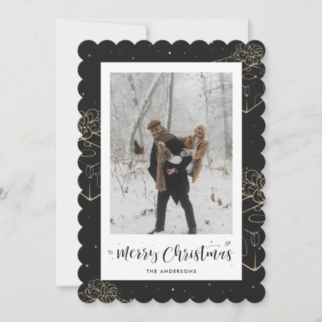 Black Guld Gift Photo jul Card Julkort (Framsida)