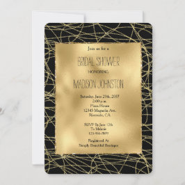 Black Guld Glam Confetti Abstrakt Möhippa Inbjudningar