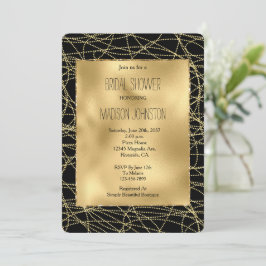 Black Guld Glam Confetti Abstrakt Möhippa Inbjudningar
