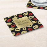 Black Guld Glam Läppar Möhippa Underlägg Papper Kvadrat<br><div class="desc">Black Red Guld Glam Läppar Kiss Möhippa Birthday</div>