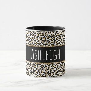 Black Guld Glam Leopard Print Personlig Mugg