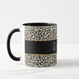 Black Guld Glam Leopard Print Personlig Mugg