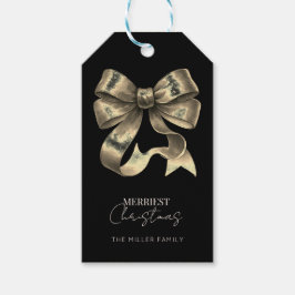 Black Guld Glitted Bow-jul Presentetikett