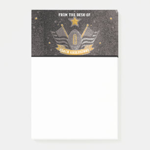 Black Guld Glitter American Football Coach Far Post-it Block