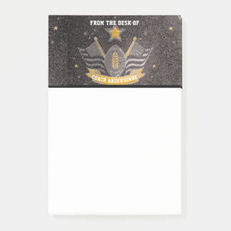 Black Guld Glitter American Football Coach Far Post-it Block