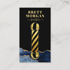 Black Guld Glitter Barber's Pole Barber Visitkort