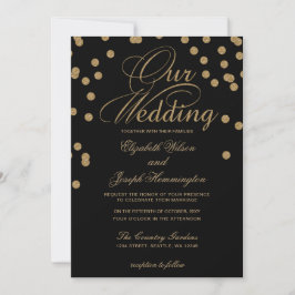 Black Guld Glitter Confetti Elegant bröllop Inbjudningar