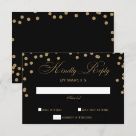 Black Guld Glitter Confetti Elegant bröllop OSA Kort