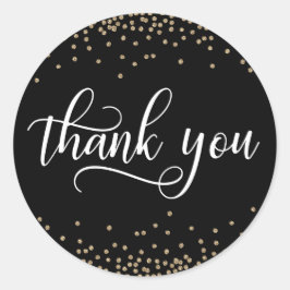 Black Guld Glitter Confetti Tack Runt Klistermärke