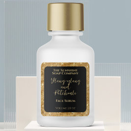 Black Guld Glitter Cosmetics Dropper Flaska-etiket Fyrkantigt Klistermärke