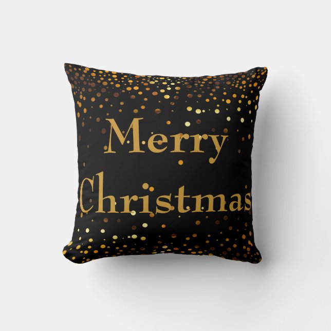 Black Guld Glitter Foil Confetti God jul Kudde (Framsida)