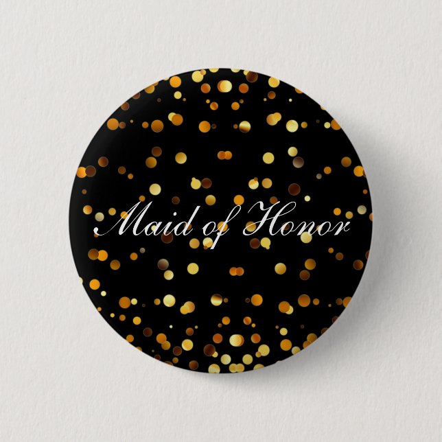 Black Guld Glitter-konfetti Foil Maid of honor Knapp (Framsida)
