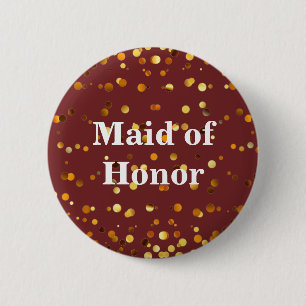 Black Guld Glitter-konfetti Foil Maid of honor Knapp