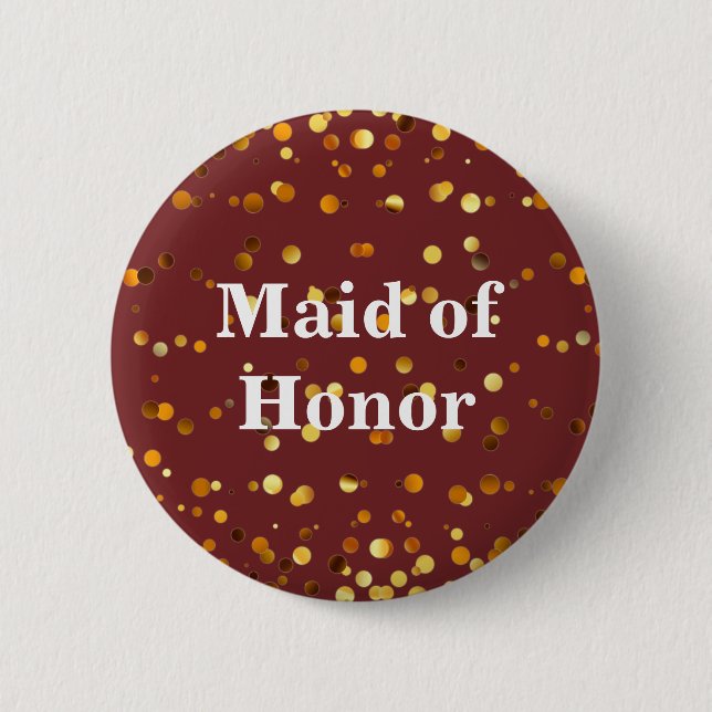Black Guld Glitter-konfetti Foil Maid of honor Knapp (Framsida)