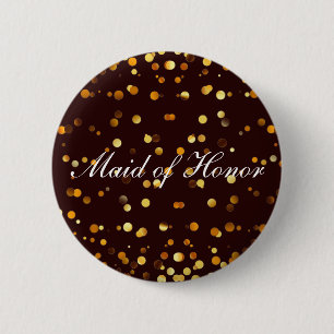 Black Guld Glitter-konfetti Foil Maid of honor Knapp