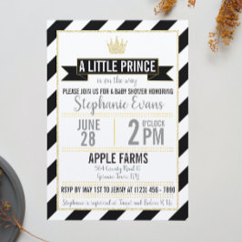 Black Guld Glitter Prince Baby Shower Inbjudan