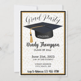 Black & Guld Glitter & Stars 2 Photo Grad Party Inbjudningar