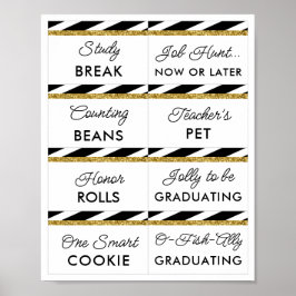 Black Guld Glitter Studenten Candy Pub Signs Poster