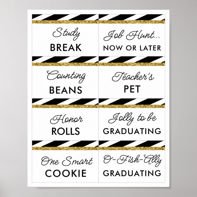 Black Guld Glitter Studenten Candy Pub Signs Poster (Framsidan)