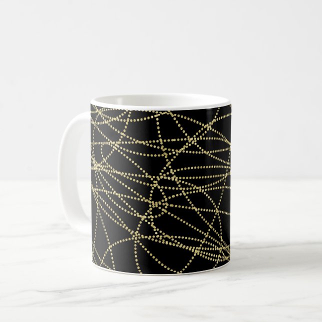 Black Guld Glitzy Abstrakt Kaffemugg (Framsida vänster)