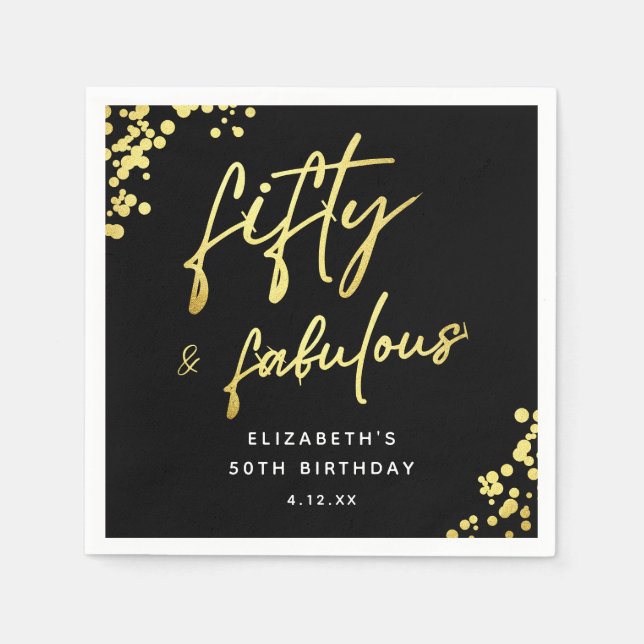Black Guld Gnistra 50 och Fabulous Birthday Pappersservett (Framsidan)