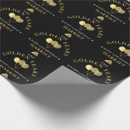 Black & Guld Golden Years 65e Birthday Presentpapper