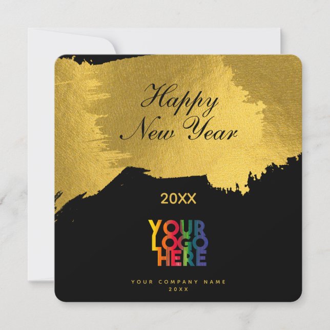 Black Guld Gott nytt år Script Business Logotyp (Framsida)