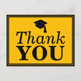 Black Guld Grad Cap Tack Vykort