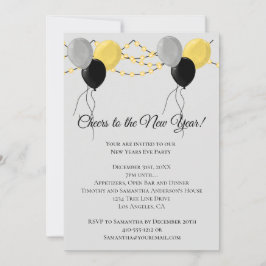 Black Guld Grått Balloon Ljus Nyårsafton Party Julkort