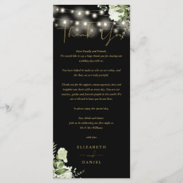 Black Guld Greenery Bröllop Tack Place Card Meny