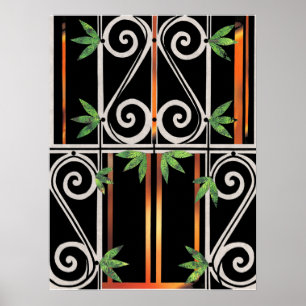 Black Guld Grönt GUANTANAMO Papper Collage Poster