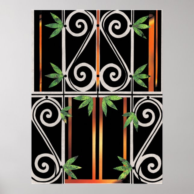 Black Guld Grönt GUANTANAMO Papper Collage Poster (Framsidan)