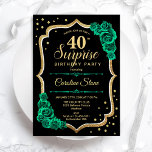 Black Guld Grönt Surprise 40:e födelsedagen Inbjudningar<br><div class="desc">Överraskande 40:e födelsedagsinbjudan. Feminsvart och smaragd grönt med faux glitter guld. Funktioner ro,  typsnitt för skript och konfiguration. Perfekt för en elegants damdag i firande. Kan vara personlig att visa vilken ålder som helst. Skrivna Zazzle-inbjudningar eller digital utskrivbar mall för omedelbar nedladdning.</div>