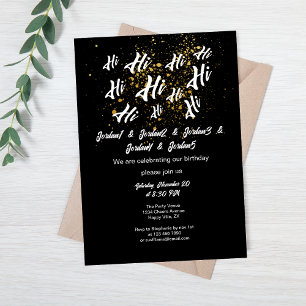 Black Guld Group Friends Joint Birthday Inbjudningar