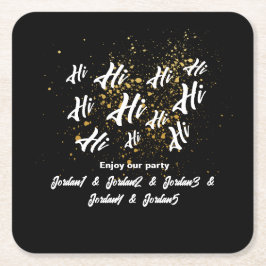 Black Guld Group Friends Joint Birthday Underlägg Papper Kvadrat